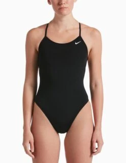 Nike Lace-Up Tie-Back 1-Piece Swimsuit - Black