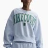 NikeCourt Heritage Phoenix Fleece Over-Oversized Sweatshirt - Football Grey/High Voltage/Mineral Teal -The Sports Edit Store nike nikecourt heritage phoenix fleece oversized sweatshirt grey high voltage teal hq0351 085 1