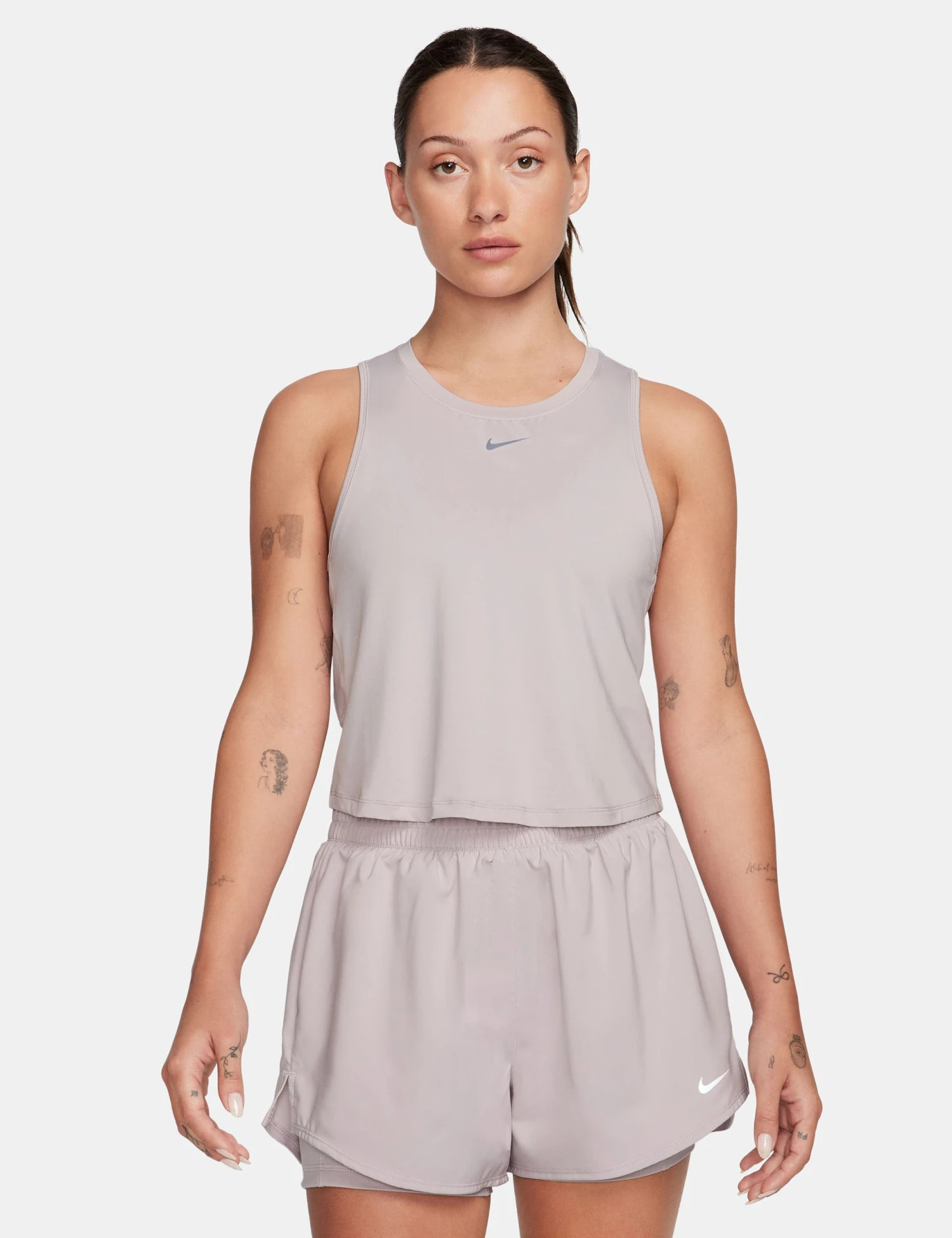 Nike One Classic Dri-FIT Cropped Tank Top - Platinum Violet/Black 3 Nike One Classic Dri-FIT Cropped Tank Top - Platinum Violet/Black