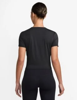 Nike One Classic Dri-FIT Twist Short-Sleeve Top - Black/White -The Sports Edit Store nike one classic dri fit twist short sleeve top black white ib9406 010 2