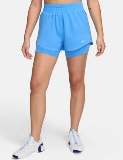 Nike One Dri-FIT 2-in-1 Shorts - University Blue/Reflective Silver -The Sports Edit Store nike one dri fit 2 in 1 shorts blue silver dx6016 412 1