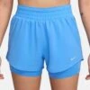 Nike One Dri-FIT 2-in-1 Shorts - University Blue/Reflective Silver -The Sports Edit Store nike one dri fit 2 in 1 shorts blue silver dx6016 412 2