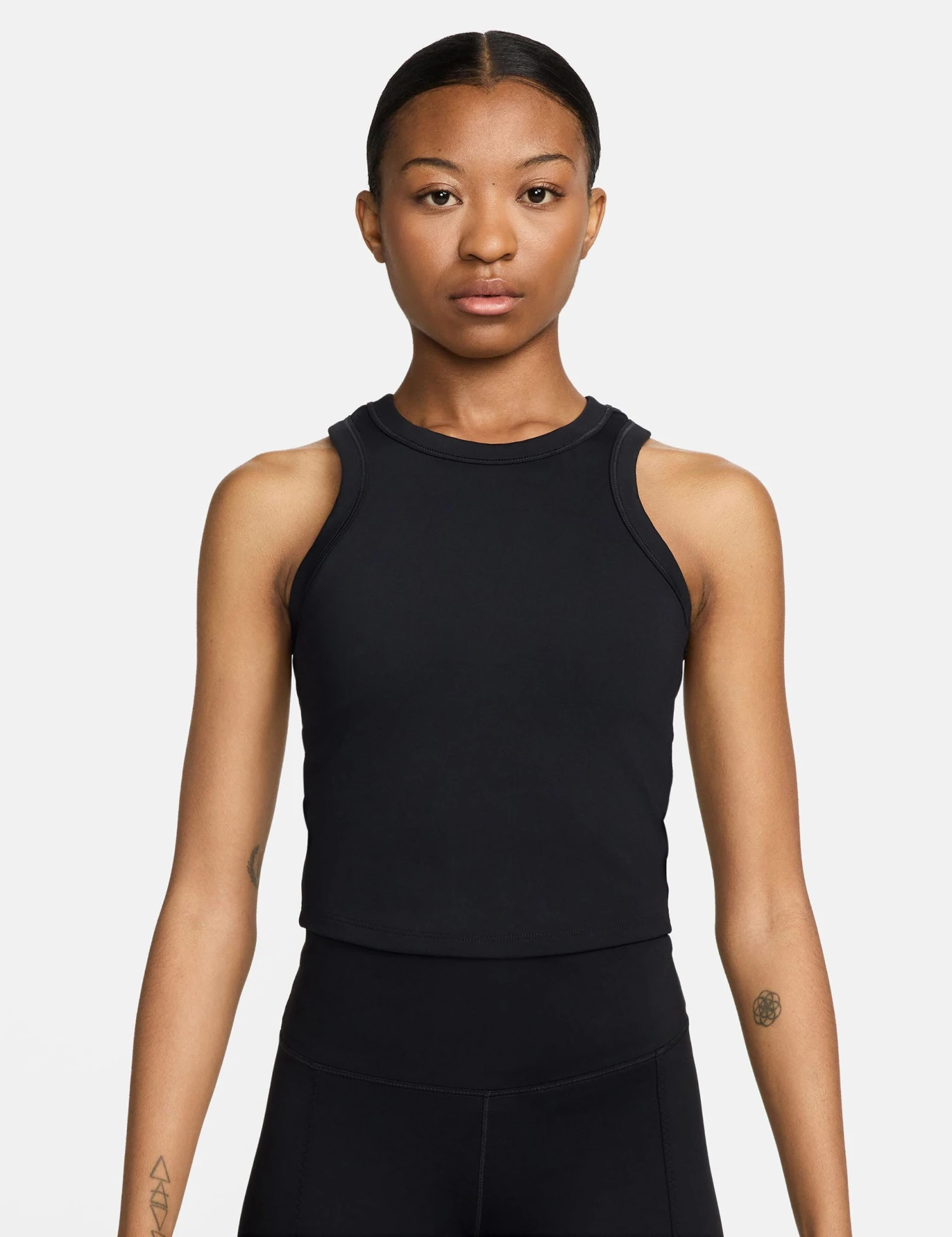 Nike One Fitted Dri-FIT Cropped Tank Top - Black 3 Nike One Fitted Dri-FIT Cropped Tank Top - Black