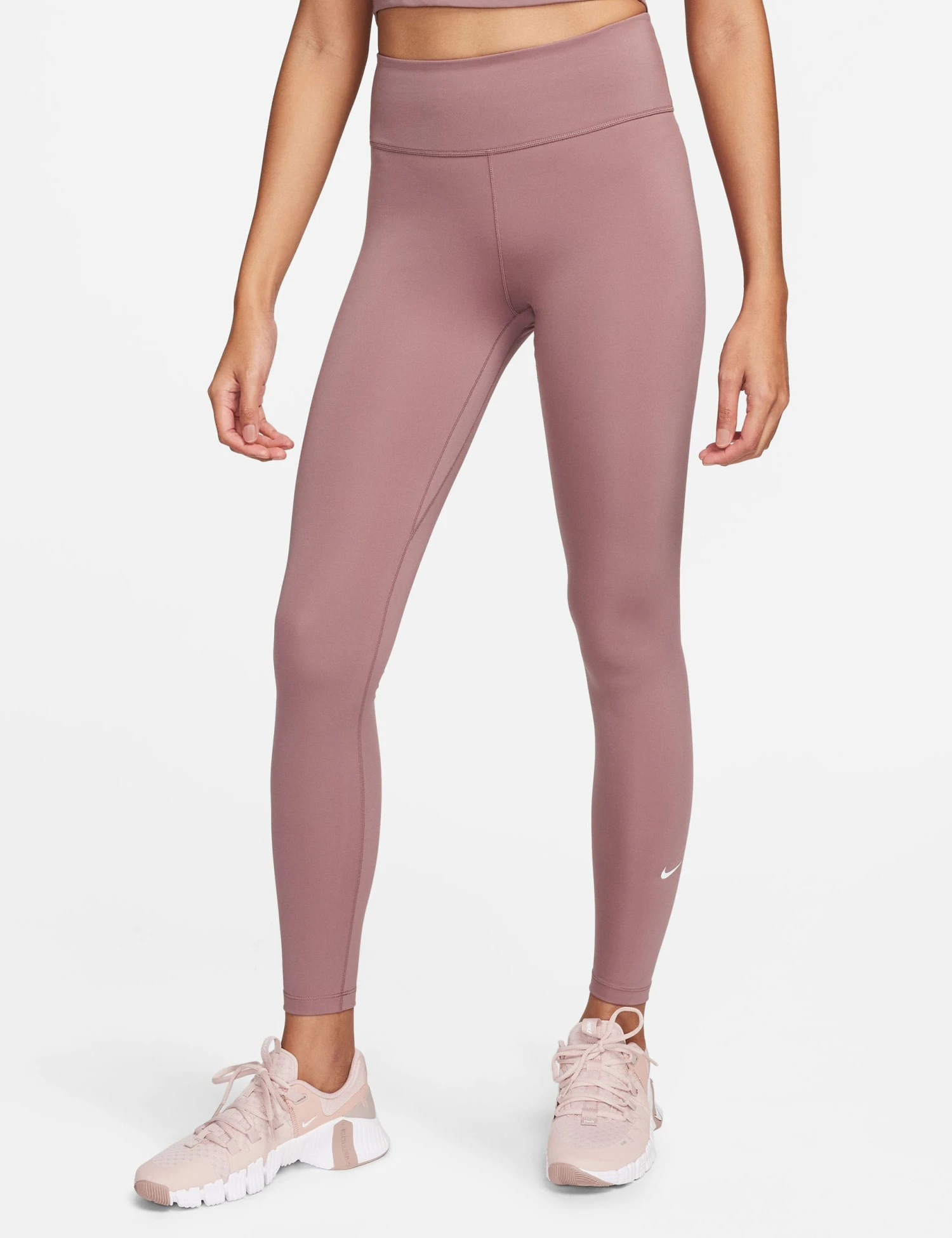 Nike One Mid-Rise Training Leggings - Smokey Mauve/Black 2 Nike One Mid-Rise Training Leggings - Smokey Mauve/Black