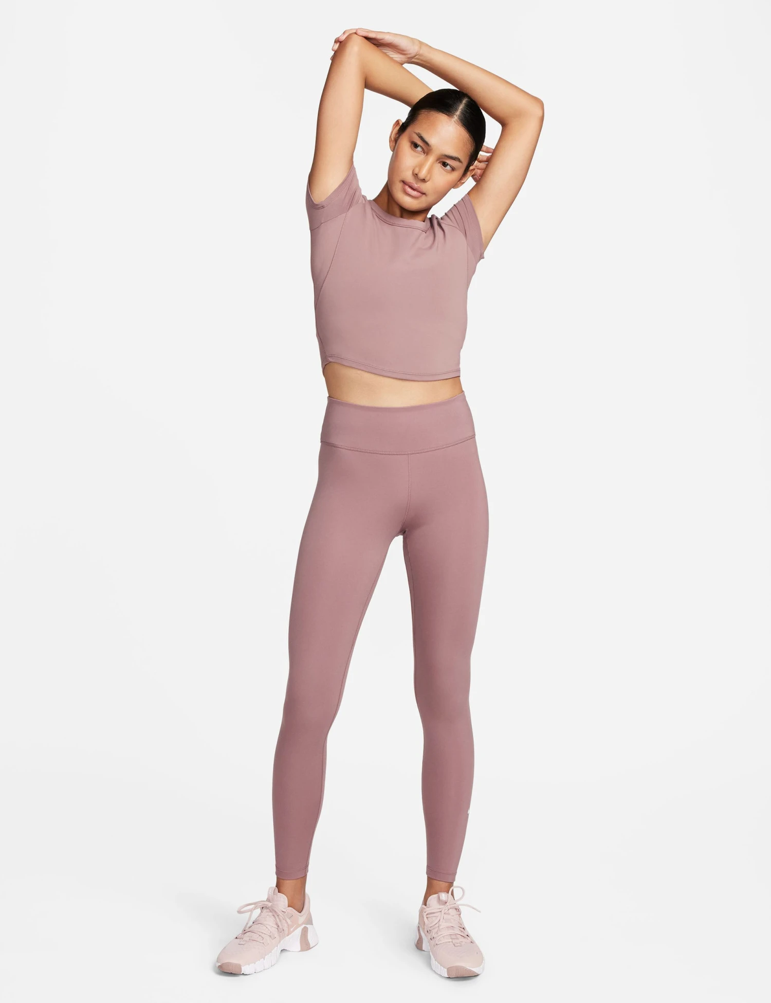 Nike One Mid-Rise Training Leggings - Smokey Mauve/Black 7 Nike One Mid-Rise Training Leggings - Smokey Mauve/Black - Image 6