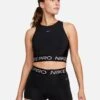 Nike Pro Dri-FIT Cropped Tank Top - Black/Metallic Silver -The Sports Edit Store nike pro dri fit cropped tank top black silver fb5588 010 1