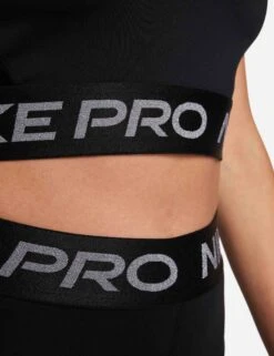 Nike Pro Dri-FIT Cropped Tank Top - Black/Metallic Silver -The Sports Edit Store nike pro dri fit cropped tank top black silver fb5588 010 5