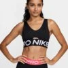 Nike Pro Indy Plunge Medium-Support Sports Bra - Black/White -The Sports Edit Store nike pro indy plunge medium support bra black white hf7324 010 1