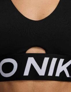 Nike Pro Indy Plunge Medium-Support Sports Bra - Black/White -The Sports Edit Store nike pro indy plunge medium support bra black white hf7324 010 3