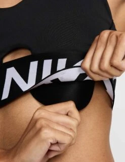 Nike Pro Indy Plunge Medium-Support Sports Bra - Black/White -The Sports Edit Store nike pro indy plunge medium support bra black white hf7324 010 5