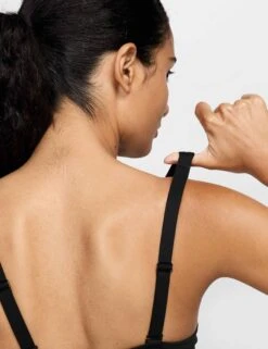 Nike Pro Indy Plunge Medium-Support Sports Bra - Black/White -The Sports Edit Store nike pro indy plunge medium support bra black white hf7324 010 6