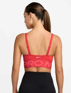 Nike Pro Indy Plunge Medium-Support Sports Bra - Light Crimson/Ember Glow/White -The Sports Edit Store nike pro indy plunge medium support sports bra crimson ember white hf7324 696 2