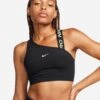 Nike Pro Swoosh Asymmetrical Bra - Black/Light Lemon Twist