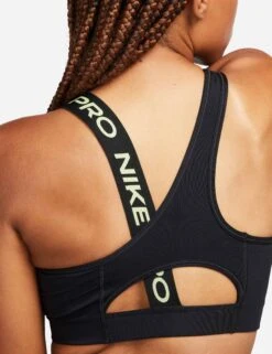 Nike Pro Swoosh Asymmetrical Bra - Black/Light Lemon Twist -The Sports Edit Store nike pro swoosh asymmetrical bra black lemon dm0570 011 5