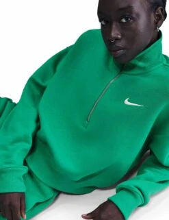 Nike Sportswear Phoenix Fleece Cropped Sweatshirt - Stadium Green/Sail -The Sports Edit Store nike sportswear phoenix fleece cropped sweatshirt green sail dq5767 324 4