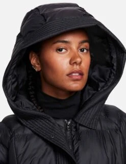 Nike Sportswear Swoosh Puffer Oversized Hooded Jacket - Black/White -The Sports Edit Store nike sportswear swoosh puffer oversized hooded jacket black fb8729 010 3
