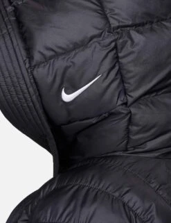 Nike Sportswear Swoosh Puffer Oversized Hooded Jacket - Black/White -The Sports Edit Store nike sportswear swoosh puffer oversized hooded jacket black fb8729 010 4