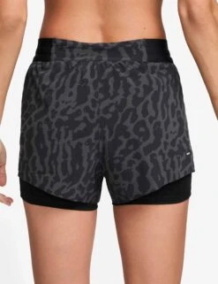 Nike Swift Dri-FIT 2-in-1 Printed Running Shorts - Black/Reflective Silver -The Sports Edit Store nike swift dri fit 2 in 1 printed running shorts black silver ib5847 010 3