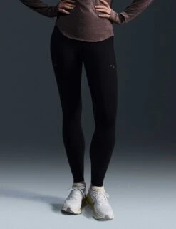 Nike Swift High Waisted 7/8 Running Leggings With Pockets - Black/Reflective Silver