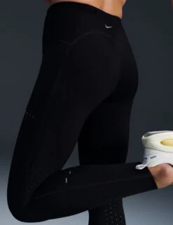 Nike Swift High Waisted 7/8 Running Leggings With Pockets - Black/Reflective Silver -The Sports Edit Store nike swift hw 7 8 running leggings with pockets black silver hj2252 010 3