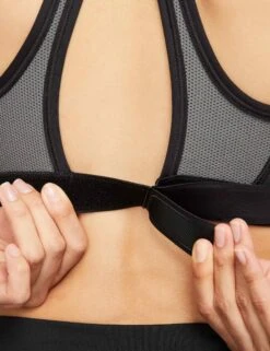 Nike Swoosh High Support Bra - Black/Iron Grey/White -The Sports Edit Store nike swoosh high support bra black grey white DX6815 010 3