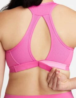 Nike Swoosh High Support Non-Padded Adjustable Sports Bra in Pink -The Sports Edit Store nike swoosh high support bra pink white dx6815 675 4