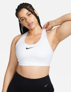 Nike Swoosh High Support Bra - White/Black -The Sports Edit Store nike swoosh high support bra white black DX6815 100 1