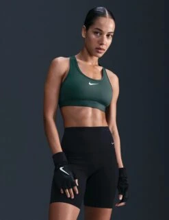 Nike Swoosh Medium Support Bra - Vintage Green/White