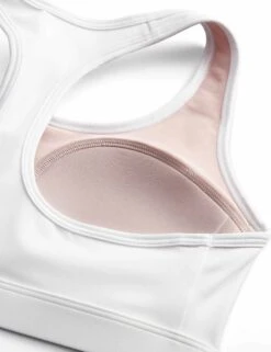 Nike Swoosh Medium Support Bra - White/Stone Mauve/Black -The Sports Edit Store nike swoosh medium support bra white mauve black DX6821 100 5