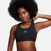 Nike Trail Swoosh On-The-Run Sports Bra - Black/Dark Smoke Grey -The Sports Edit Store nike trail swoosh on the run sports bra black grey fn2909 010 1