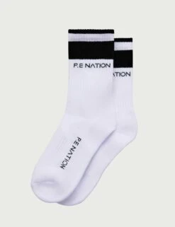 P.E Nation Homage Sock in Optic White - Ribbed Crew Socks -The Sports Edit Store pe nation homage sock white 243a416 1 46a5e1ea a544 41e1 948b a004022fd075