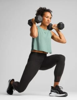 Puma Cloudspun Sleeveless Tank - Green Moon Heather -The Sports Edit Store puma cloudspun sleeveless tank green moon heather 52577230 5