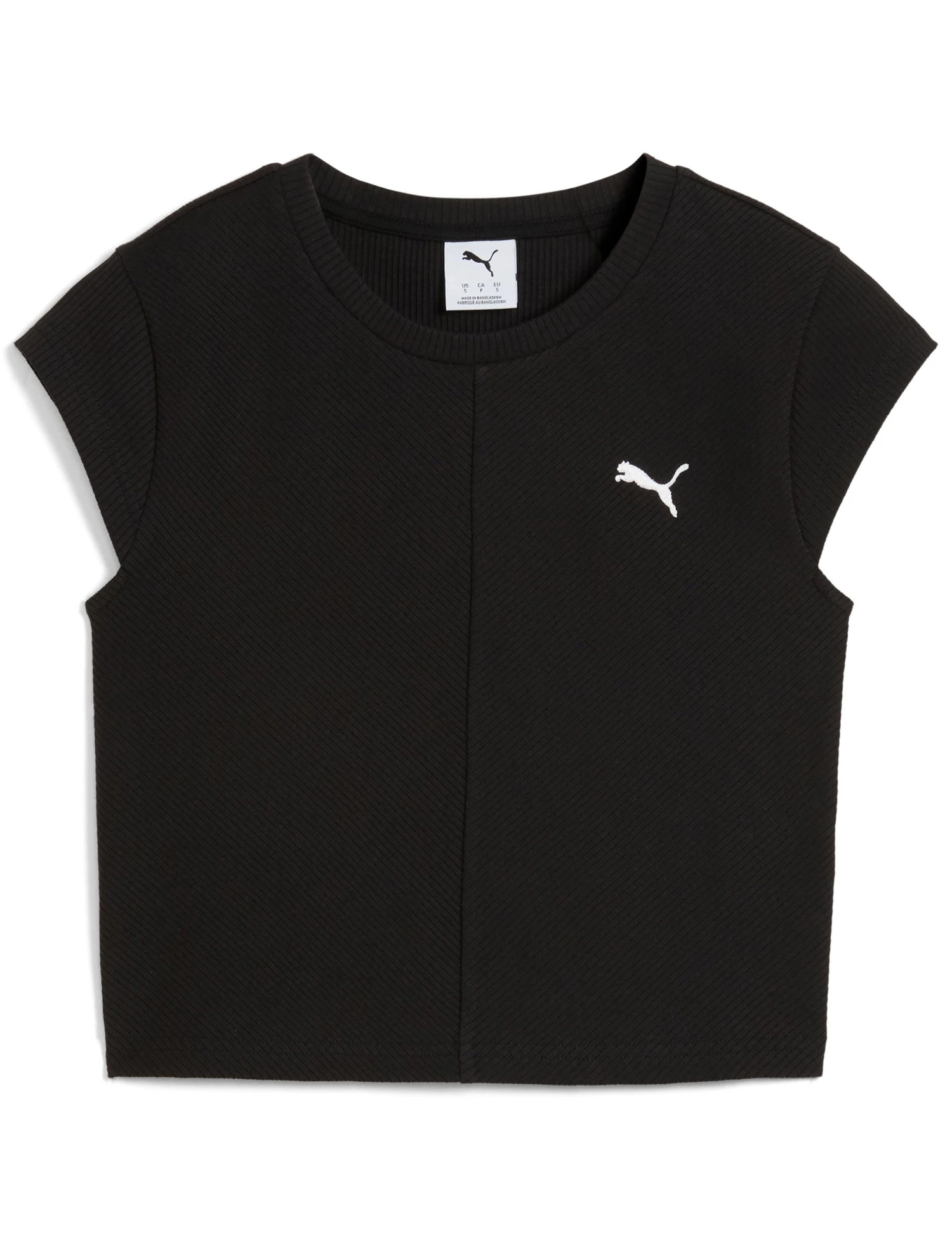 Puma Wardrobe Ess Ribbed Baby Tee - Black 6 Puma Wardrobe Ess Ribbed Baby Tee - Black - Image 4