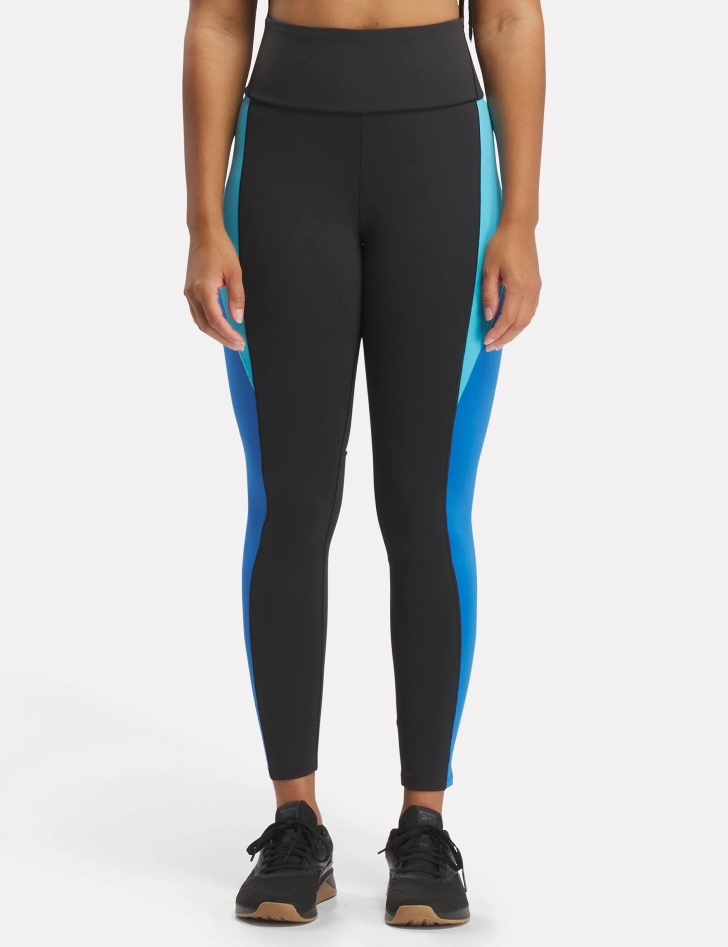 Reebok Lux High Waisted Legging - Black/Kinetic Blue 3 Reebok Lux High Waisted Legging - Black/Kinetic Blue