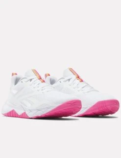 Reebok NFX Training Shoes in White & True Pink -The Sports Edit Store reebok nfx training shoes white pink 100211915 5