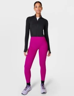 Sweaty Betty Athlete Crop Seamless Gym Zip Up - Black -The Sports Edit Store sb9288 black c