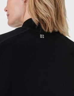 Sweaty Betty Athlete Seamless Workout Zip Up - Black -The Sports Edit Store sb9800 black 5