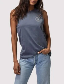 Spiritual Gangster Peace Irina Muscle Tank - Slate