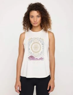 Spiritual Gangster Abundance Jade Muscle Tank - White