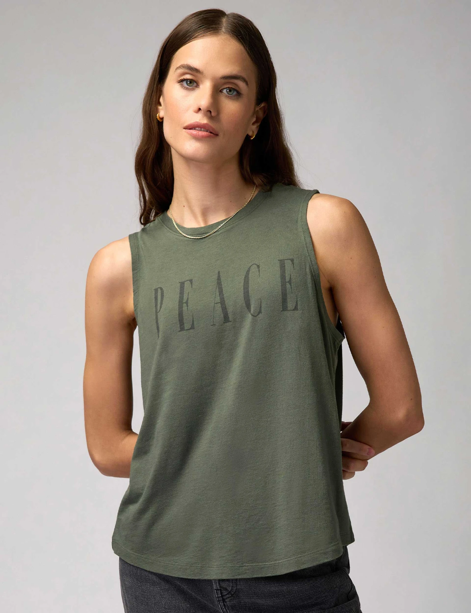 Spiritual Gangster Peace Jade Muscle Tank - Olive Green 3 Spiritual Gangster Peace Jade Muscle Tank - Olive Green