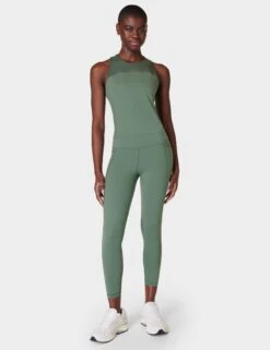 Sweaty Betty Power Aerial Mesh 7/8 Gym Leggings - Cool Forest Green -The Sports Edit Store sweaty betty aerial core 78 workout leggings cool forest green sb9549 7