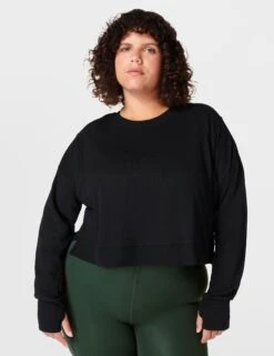 Sweaty Betty After Class Crop Sweatshirt - Black