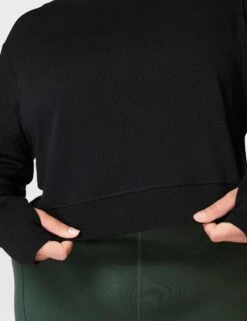 Sweaty Betty After Class Crop Sweatshirt - Black -The Sports Edit Store sweaty betty after class crop sweatshirt black sb5622c 4