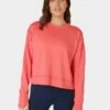 Sweaty Betty After Class Crop Sweatshirt - Coral Pink -The Sports Edit Store sweaty betty after class crop sweatshirt coral pink sb5622c 1