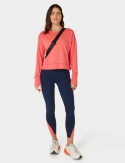 Sweaty Betty After Class Crop Sweatshirt - Coral Pink -The Sports Edit Store sweaty betty after class crop sweatshirt coral pink sb5622c 3