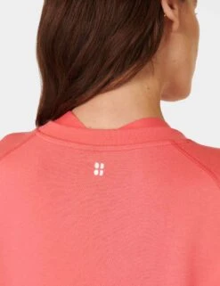 Sweaty Betty After Class Crop Sweatshirt - Coral Pink -The Sports Edit Store sweaty betty after class crop sweatshirt coral pink sb5622c 4
