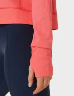 Sweaty Betty After Class Crop Sweatshirt - Coral Pink -The Sports Edit Store sweaty betty after class crop sweatshirt coral pink sb5622c 5
