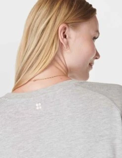 Sweaty Betty After Class Crop Sweatshirt - Light Grey Marl -The Sports Edit Store sweaty betty after class crop sweatshirt light grey marl sb5622c 4