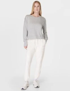 Sweaty Betty After Class Crop Sweatshirt - Light Grey Marl -The Sports Edit Store sweaty betty after class crop sweatshirt light grey marl sb5622c 7