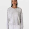 Sweaty Betty After Class Crop Sweatshirt - Lily White Light Grey Marl Stripe -The Sports Edit Store sweaty betty after class crop sweatshirt lily white light grey marl stripe sb5622c 1